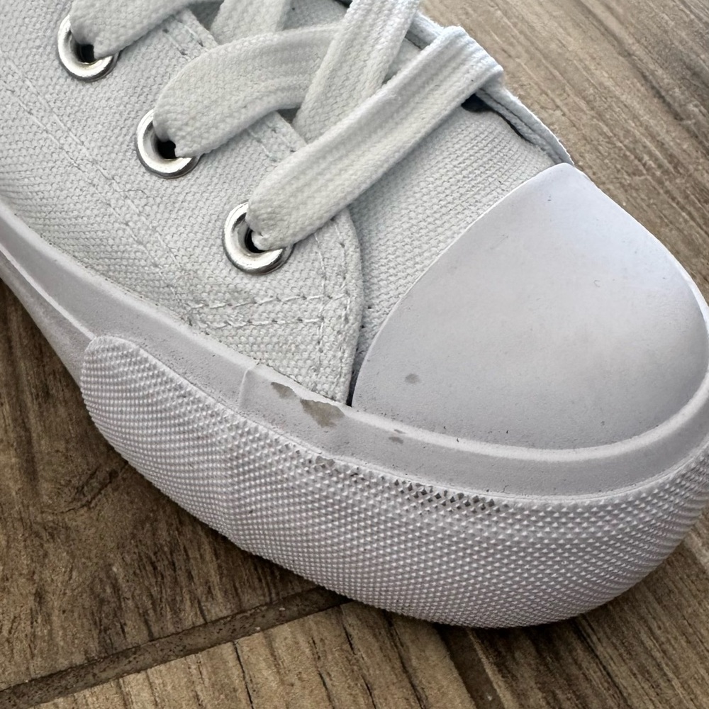 White Canvas Platform Sneakers - Picture 5 of 7